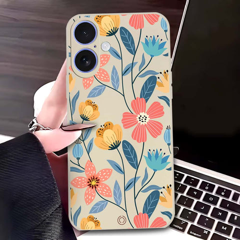 iPhone 16 Cover - Off White - D2 - ONation Floral Series - HQ Liquid Silicone Soft Case