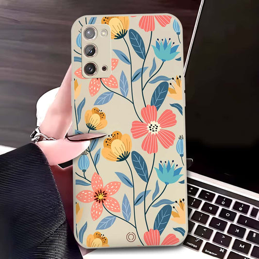 Samsung Galaxy Note 20 Cover - Off White - D2 - ONation Floral Series - HQ Liquid Silicone Soft Case