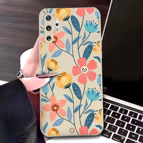 Samsung Galaxy Note 10 Plus Cover - Off White - D2 - ONation Floral Series - HQ Liquid Silicone Soft Case