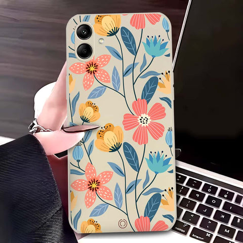Samsung Galaxy M13 5G Cover - Off White - D2 - ONation Floral Series - HQ Liquid Silicone Soft Case