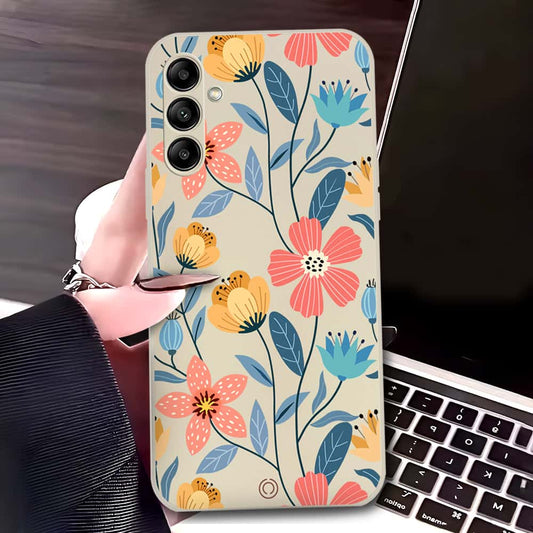 Samsung Galaxy A24 4G Cover - Off White - D2 - ONation Floral Series - HQ Liquid Silicone Soft Case