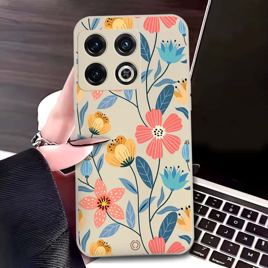 OnePlus 10 Pro Cover - Off White - D2 - ONation Floral Series - HQ Liquid Silicone Soft Case