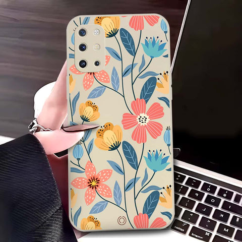 OnePlus 8T Cover - Off White - D2 - ONation Floral Series - HQ Liquid Silicone Soft Case