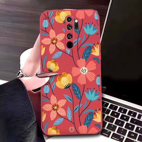 Xiaomi Redmi Note 8 Pro Cover - Red - D2 - ONation Floral Series - HQ Liquid Silicone Soft Case