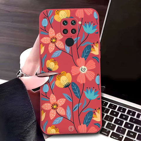 Xiaomi Redmi 10X 4G Cover - Red - D2 - ONation Floral Series - HQ Liquid Silicone Soft Case