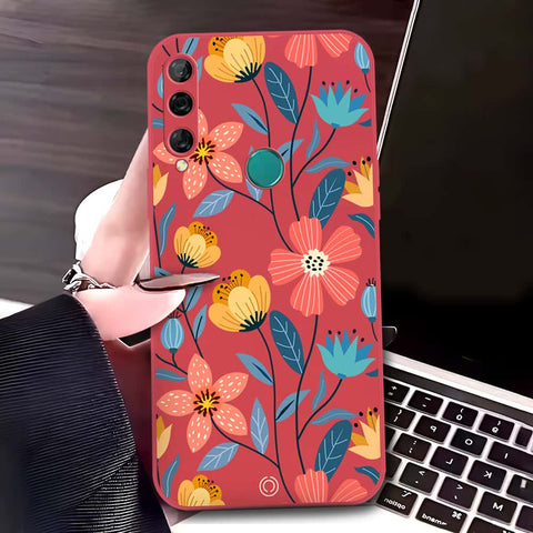 Huawei Y9 Prime 2019 Cover - Red - D2 - ONation Floral Series - HQ Liquid Silicone Soft Case