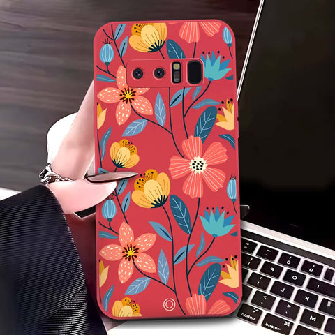 Samsung Galaxy Note 8 Cover - Red - D2 - ONation Floral Series - HQ Liquid Silicone Soft Case