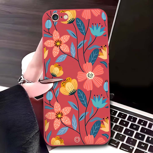 iPhone 6S / 6 Cover - Red - D2 - ONation Floral Series - HQ Liquid Silicone Soft Case