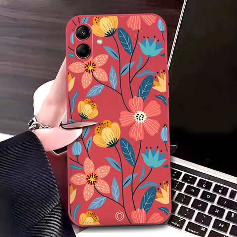 Samsung Galaxy M13 5G Cover - Red - D2 - ONation Floral Series - HQ Liquid Silicone Soft Case