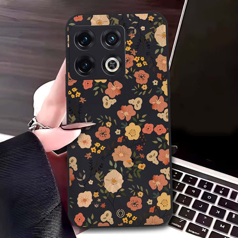 OnePlus 10 Pro Cover - Black - D3 - ONation Floral Series - HQ Liquid Silicone Soft Case