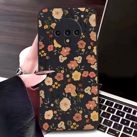 OnePlus 7T Cover - Black - D3 - ONation Floral Series - HQ Liquid Silicone Soft Case