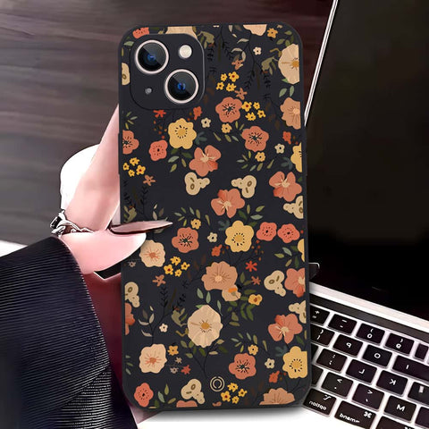 iPhone 13 Cover - Black - D3 - ONation Floral Series - HQ Liquid Silicone Soft Case