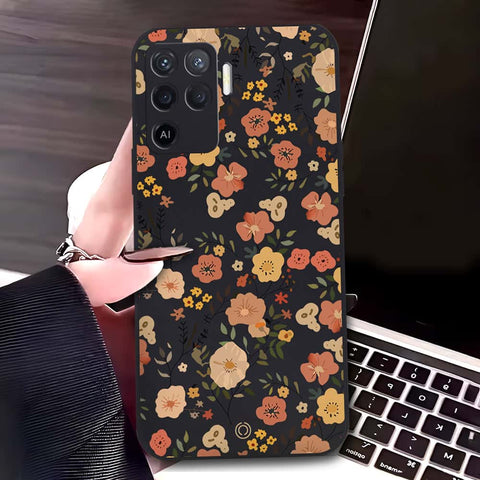 Oppo F19 Pro Cover - Black - D3 - ONation Floral Series - HQ Liquid Silicone Soft Case