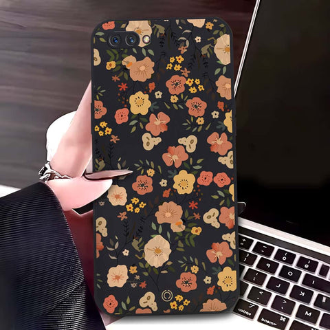 Oppo A3s Cover - Black - D3 - ONation Floral Series - HQ Liquid Silicone Soft Case