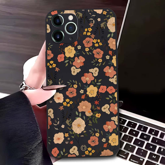iPhone 11 Pro Max Cover - Black - D3 - ONation Floral Series - HQ Liquid Silicone Soft Case