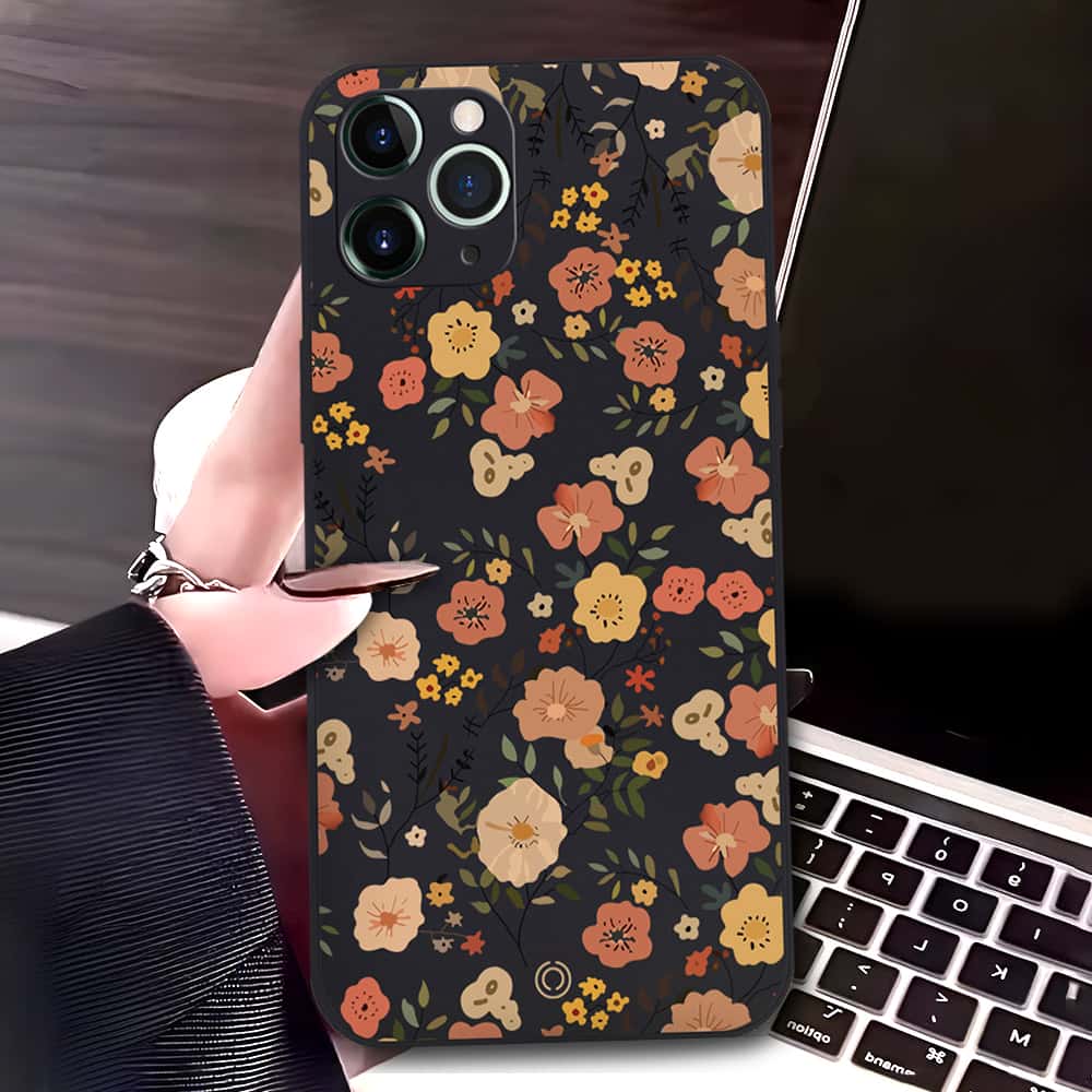 iPhone 11 Pro Cover - Black - D3 - ONation Floral Series - HQ Liquid Silicone Soft Case
