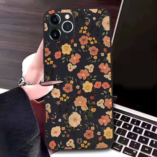 iPhone 11 Pro Cover - Black - D3 - ONation Floral Series - HQ Liquid Silicone Soft Case