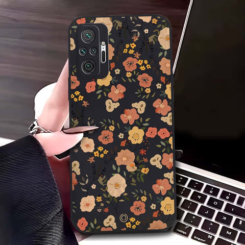 Xiaomi Redmi Note 10 Pro 4G Cover - Black - D3 - ONation Floral Series - HQ Liquid Silicone Soft Case
