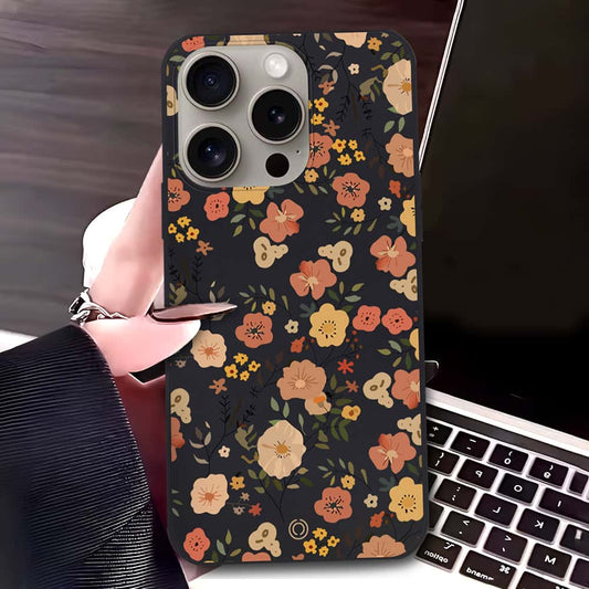 iPhone 15 Pro Max Cover - Black - D3 - ONation Floral Series - HQ Liquid Silicone Soft Case