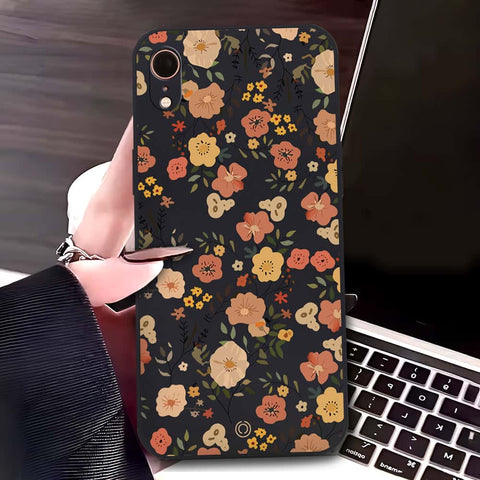 iPhone XR Cover - Black - D3 - ONation Floral Series - HQ Liquid Silicone Soft Case