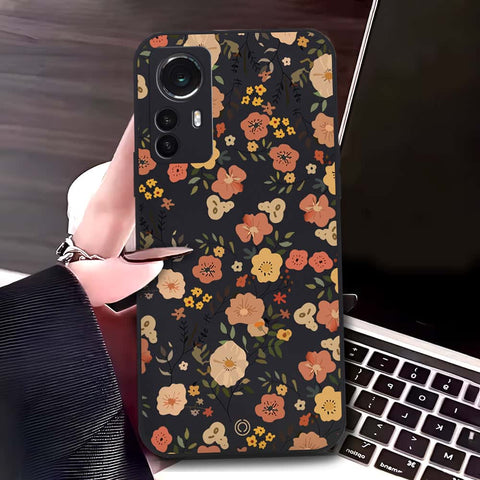 Xiaomi 12X Cover - Black - D3 - ONation Floral Series - HQ Liquid Silicone Soft Case