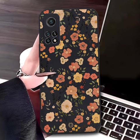 Xiaomi Mi 10T Cover - Black - D3 - ONation Floral Series - HQ Liquid Silicone Soft Case