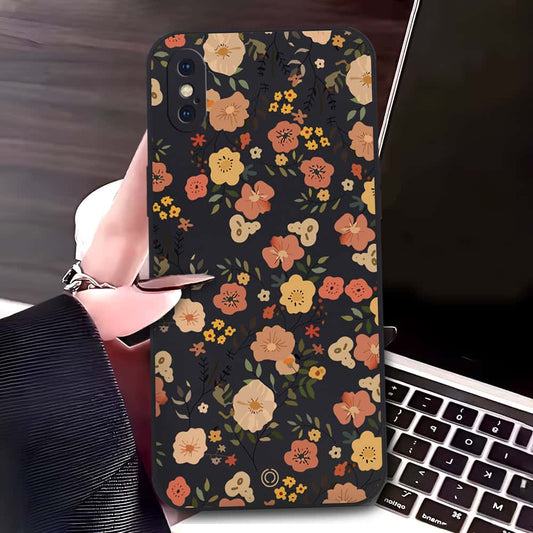iPhone XS / X Cover - Black - D3 - ONation Floral Series - HQ Liquid Silicone Soft Case