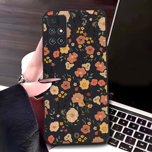 Xiaomi Redmi 10 Prime Cover - Black - D3 - ONation Floral Series - HQ Liquid Silicone Soft Case
