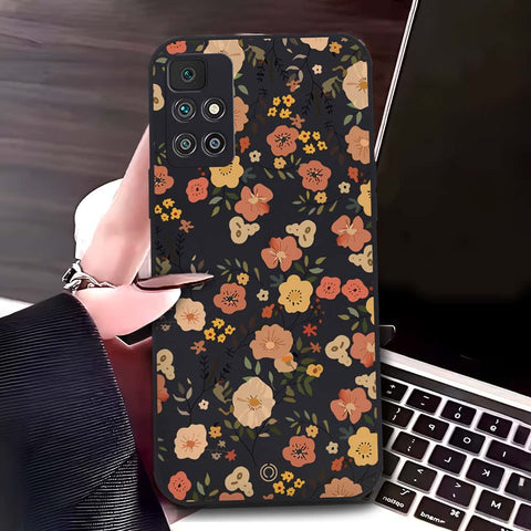 Xiaomi Redmi 10 Cover - Black - D3 - ONation Floral Series - HQ Liquid Silicone Soft Case