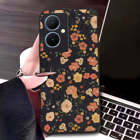 Vivo Y78 Plus 5G Cover - Black - D3 - ONation Floral Series - HQ Liquid Silicone Soft Case
