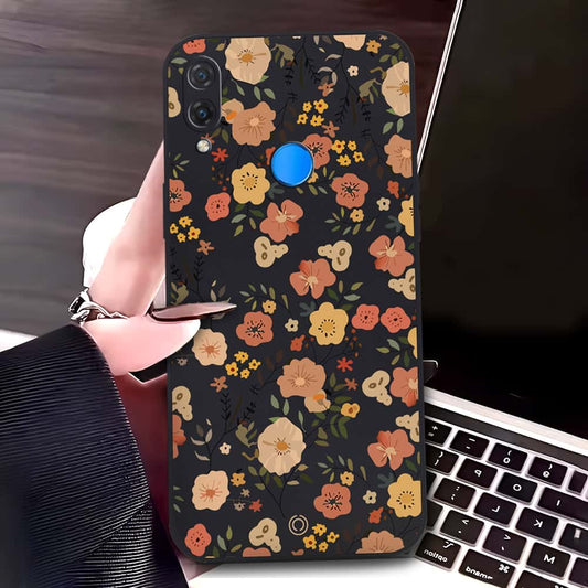 Huawei Nova 3i / P Smart Plus Cover - Black - D3 - ONation Floral Series - HQ Liquid Silicone Soft Case