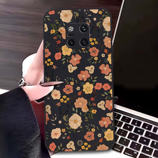 Huawei Mate 20 Pro Cover - Black - D3 - ONation Floral Series - HQ Liquid Silicone Soft Case