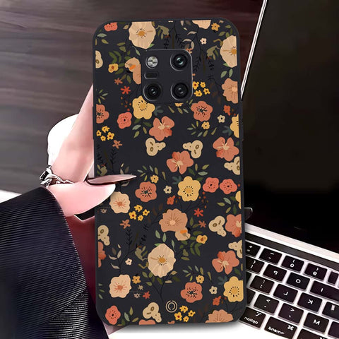 Huawei Mate 20 Pro Cover - Black - D3 - ONation Floral Series - HQ Liquid Silicone Soft Case