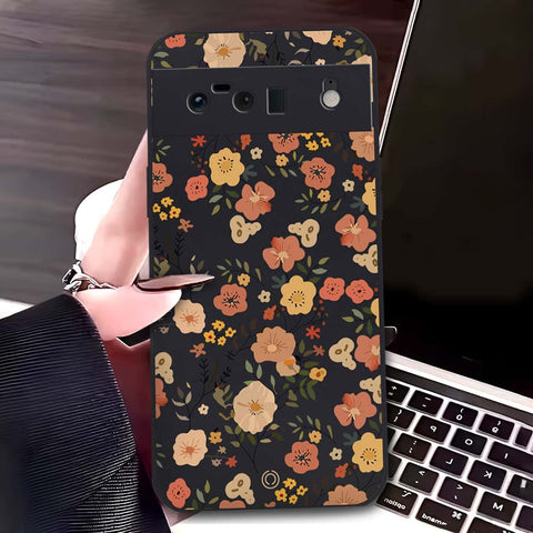 Google Pixel 6 Cover - Black - D3 - ONation Floral Series - HQ Liquid Silicone Soft Case