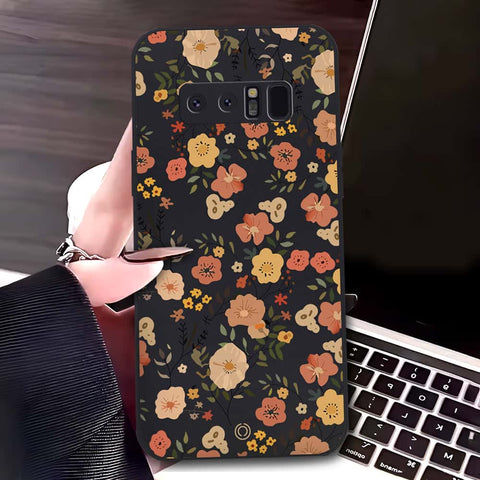Samsung Galaxy Note 8 Cover - Black - D3 - ONation Floral Series - HQ Liquid Silicone Soft Case