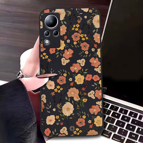 Infinix Note 12 G88 Cover - Black - D3 - ONation Floral Series - HQ Liquid Silicone Soft Case