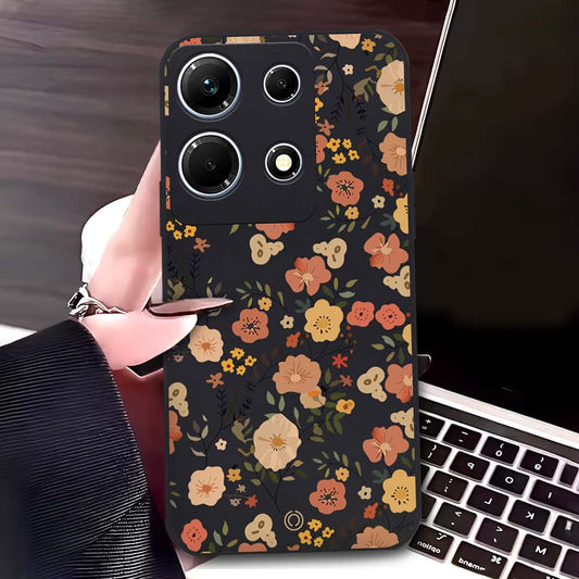 Infinix Note 30 Cover - Black - D3 - ONation Floral Series - HQ Liquid Silicone Soft Case