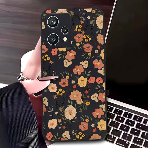 Realme 9 Pro Plus  Cover - Black - D3 - ONation Floral Series - HQ Liquid Silicone Soft Case