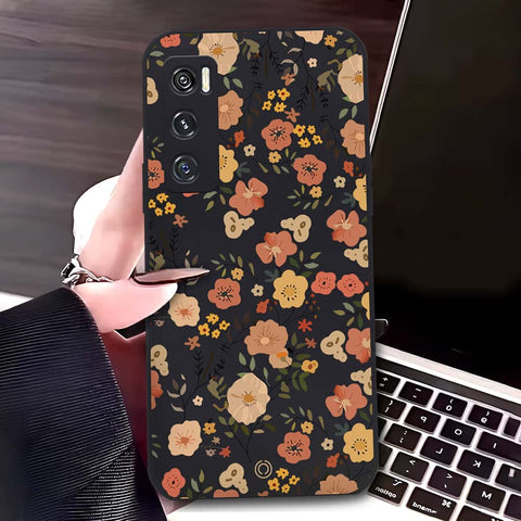 Vivo V20 SE Cover - Black - D3 - ONation Floral Series - HQ Liquid Silicone Soft Case