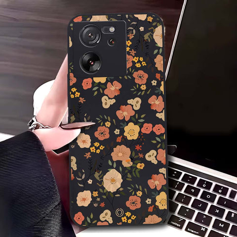 Xiaomi 13T Pro Cover - Black - D3 - ONation Floral Series - HQ Liquid Silicone Soft Case