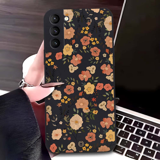 Samsung Galaxy S21 5G Cover - Black - D3 - ONation Floral Series - HQ Liquid Silicone Soft Case