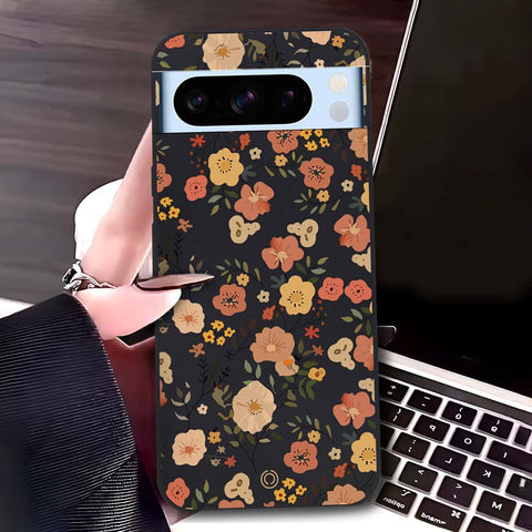 Google Pixel 8 Pro Cover - Black - D3 - ONation Floral Series - HQ Liquid Silicone Soft Case