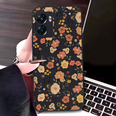 OnePlus Nord N300 Cover - Black - D3 - ONation Floral Series - HQ Liquid Silicone Soft Case
