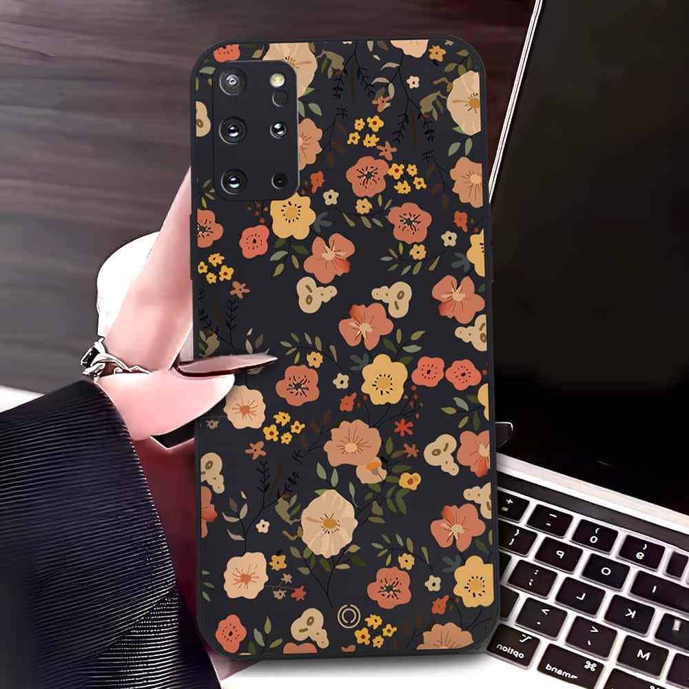Samsung Galaxy S20 Plus Cover - Black - D3 - ONation Floral Series - HQ Liquid Silicone Soft Case