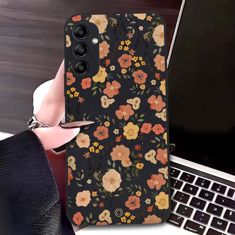 Samsung Galaxy A14 5G Cover - Black - D3 - ONation Floral Series - HQ Liquid Silicone Soft Case