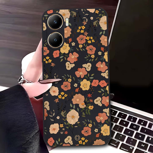 Vivo Y56 Cover - Black - D3 - ONation Floral Series - HQ Liquid Silicone Soft Case