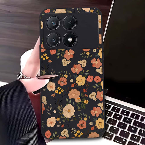 Xiaomi Poco X6 Pro Cover - Black - D3 - ONation Floral Series - HQ Liquid Silicone Soft Case