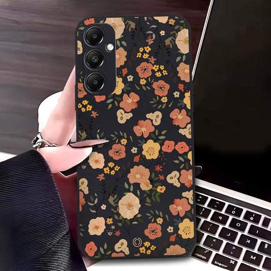 Samsung Galaxy A05s Cover - Black - D3 - ONation Floral Series - HQ Liquid Silicone Soft Case