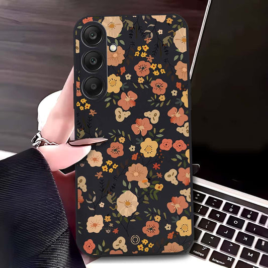 Samsung Galaxy S24 Cover - Black - D3 - ONation Floral Series - HQ Liquid Silicone Soft Case