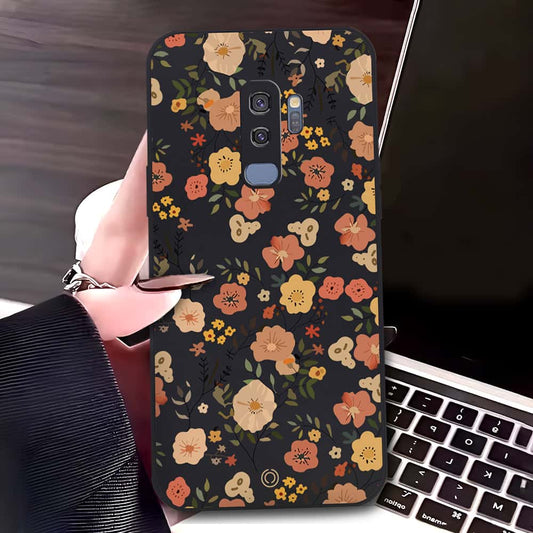 Samsung Galaxy S9 Plus Cover - Black - D3 - ONation Floral Series - HQ Liquid Silicone Soft Case